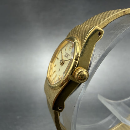 Citizen CQ Watch Women 17mm Champagne Dial Gold Tone Round 3220-320514 New Batt2