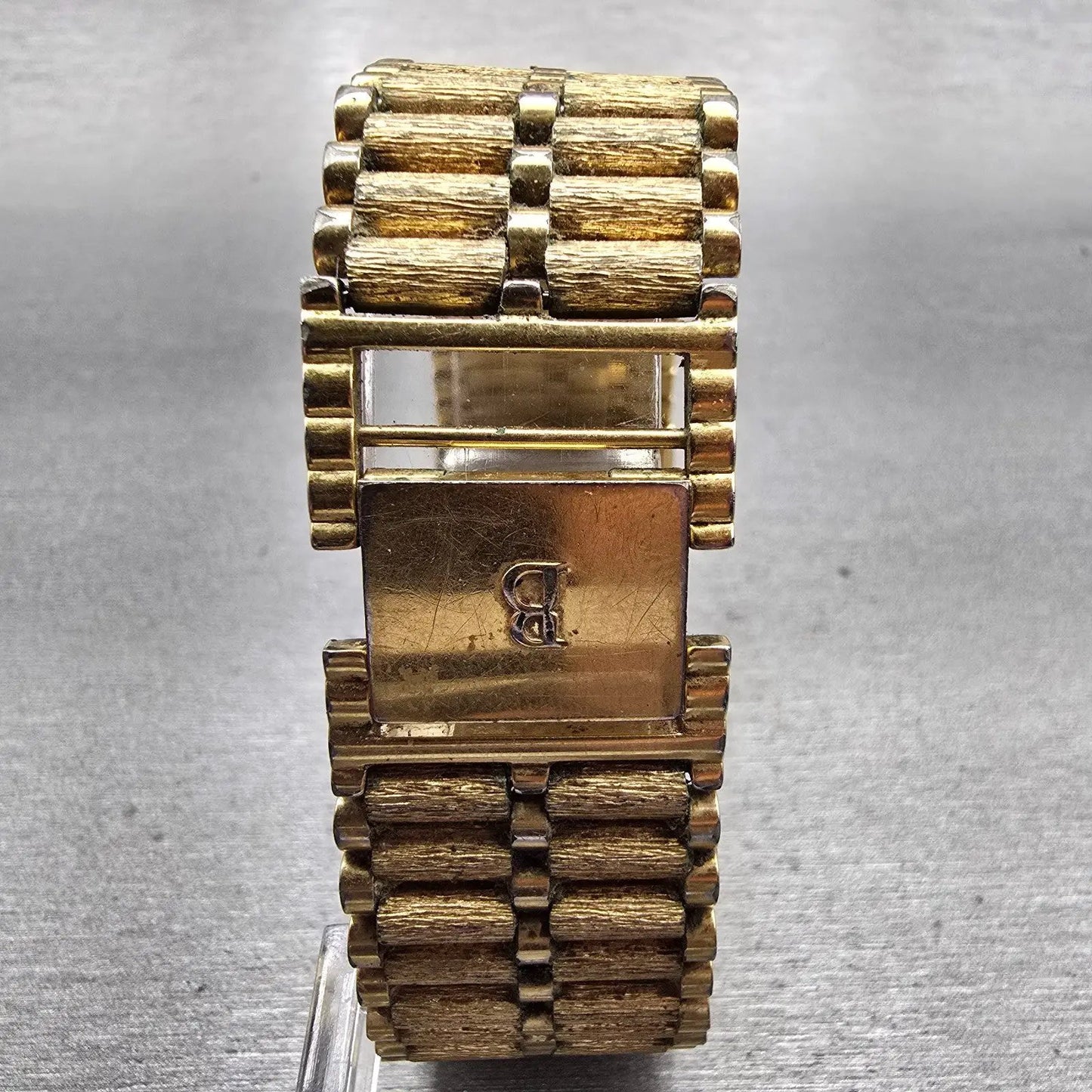 Bulova Watch Men 25mm Black Dial Gold Tone Diamond Rectangle 92M51 New Battery7