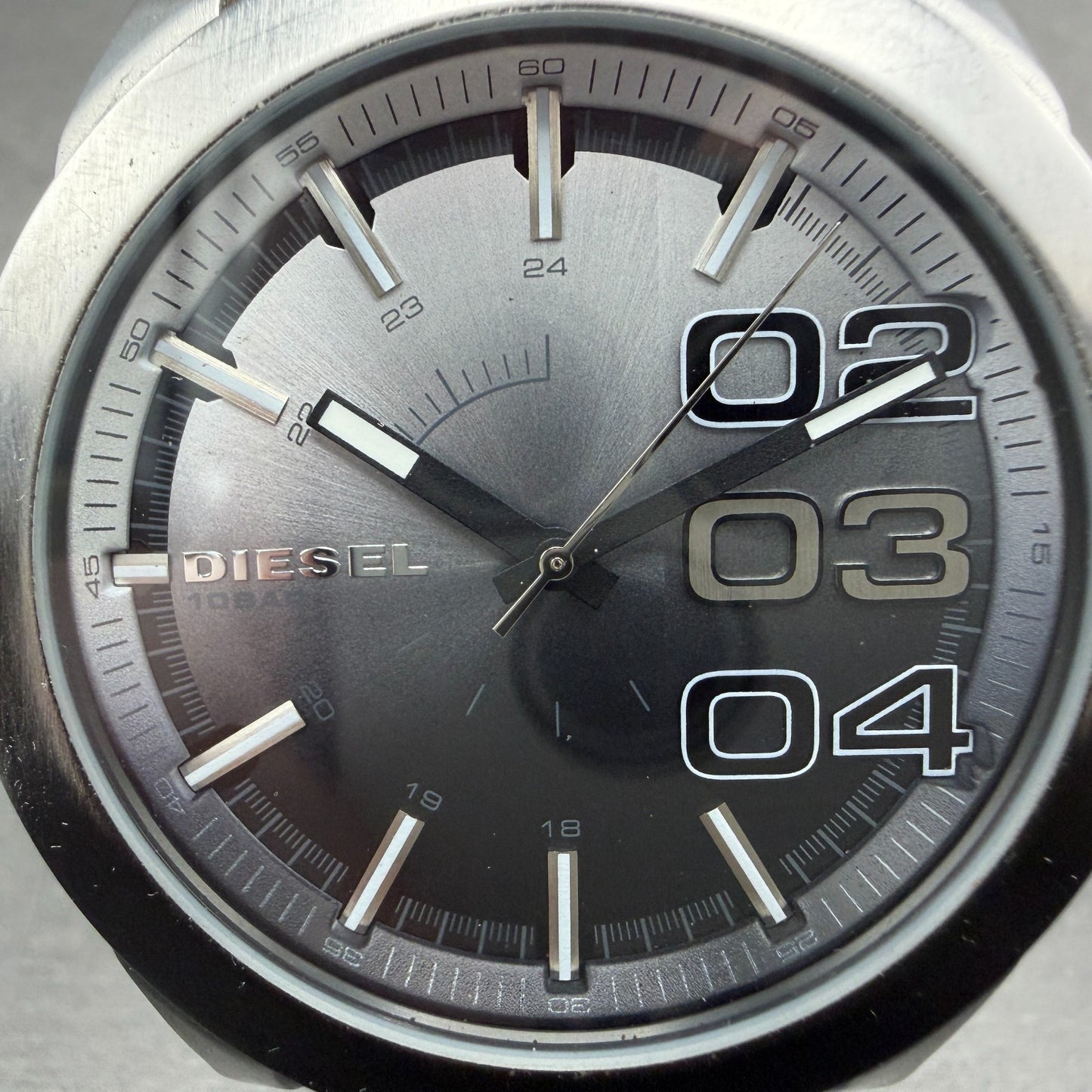 Diesel Double Down Watch Men 46mm Black Silver Round DZ-1679 New Battery2