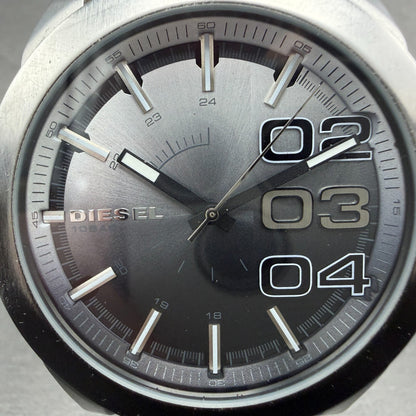 Diesel Double Down Watch Men 46mm Black Silver Round DZ-1679 New Battery2