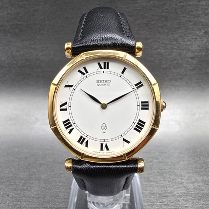 Seiko Watch Men 31mm White Dial Gold Tone Round 43-0170 New Battery Vintage0