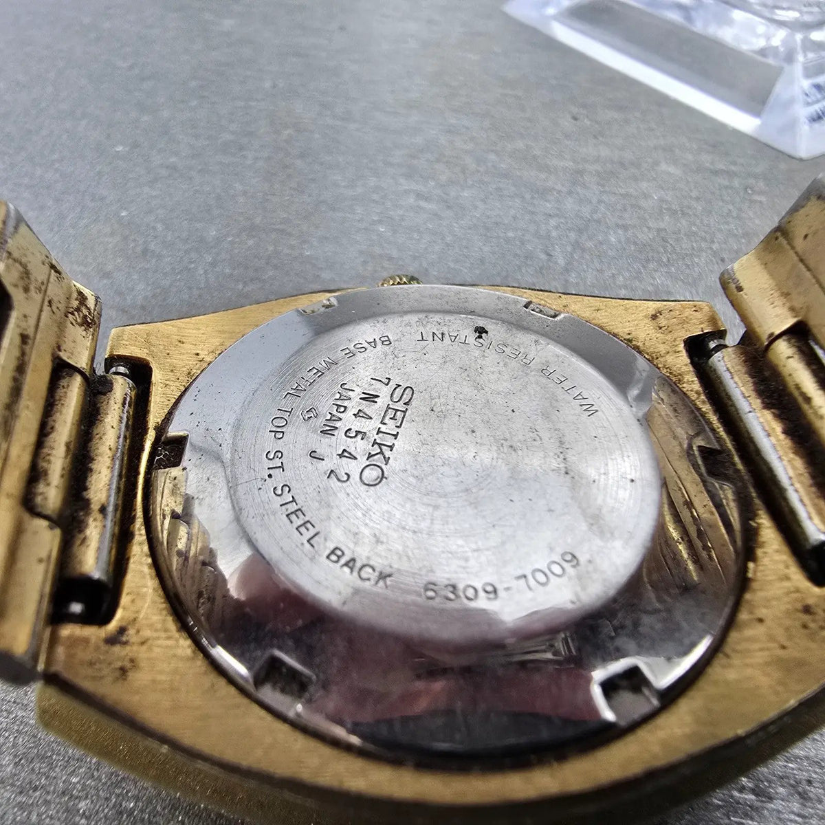 Seiko Automatic Watch Men 37mm Brown Dial Gold Tone Daydate 6309-7009 Runs VTG9