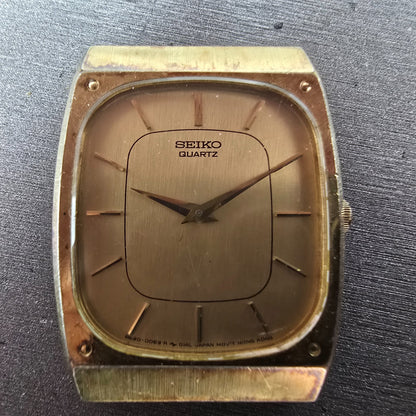 Seiko Tank Watch Men 28mm Champagne Dial Gold Tone Rectangle 8620-5029 PARTS VTG2
