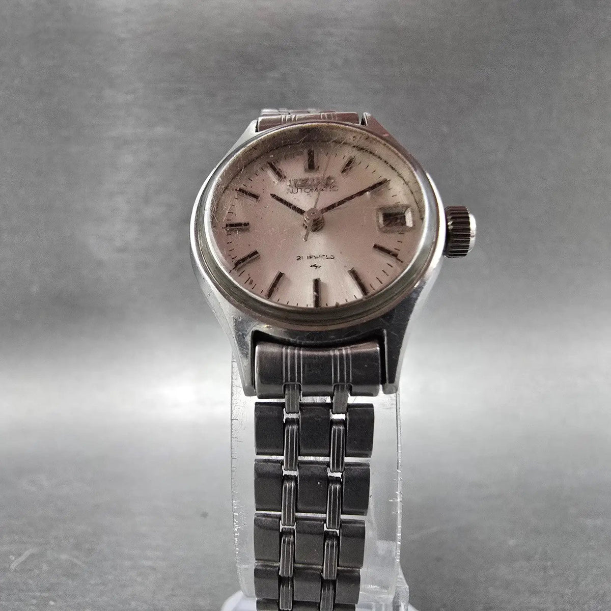 Seiko Automatic Watch Women 22mm White Dial Steel Date 2205-0040 PARTS VTG6