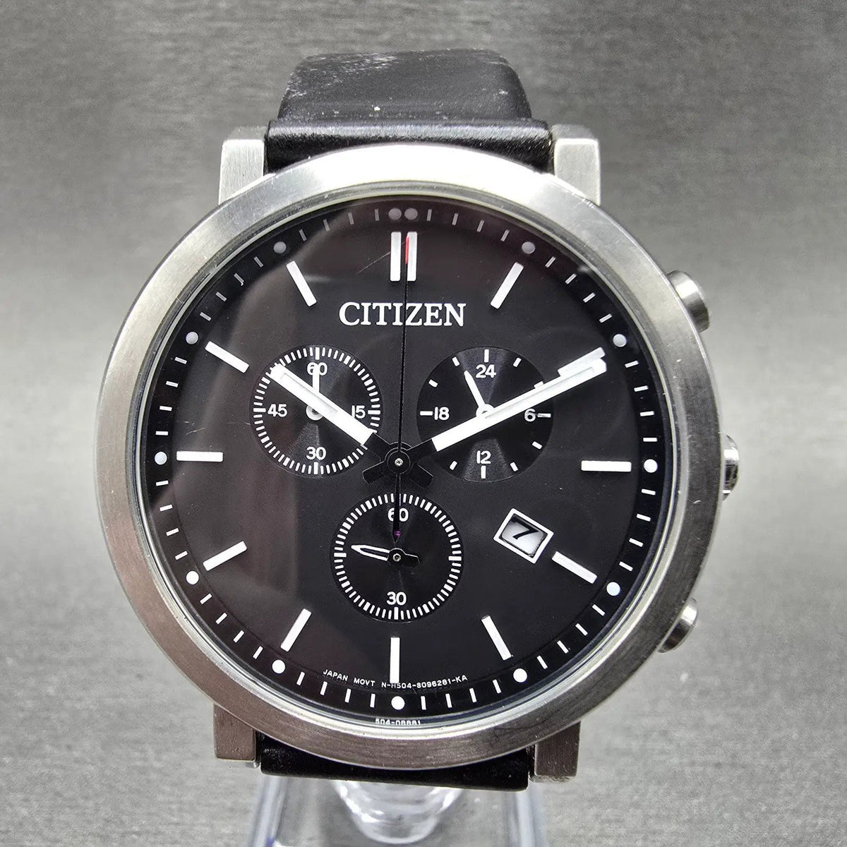 Citizen Eco-Drive Chronograph Watch Men 39mm Black Dial Steel Date Round JDM0