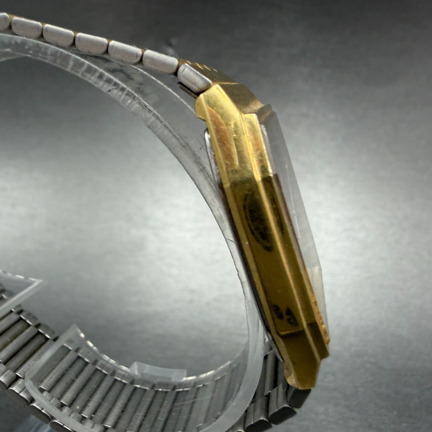Seiko Tank Watch Men 29mm Black Dial Gold Tone Date 5P32-5A50 READ!! New Battery3
