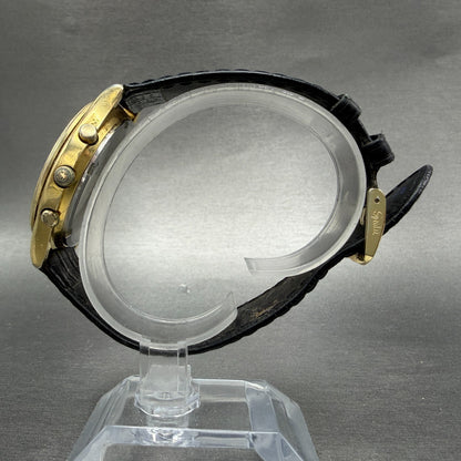 Seiko Moon Phase Chronograph Watch Men 38mm READ!! White Dial Gold Tone New Batt6