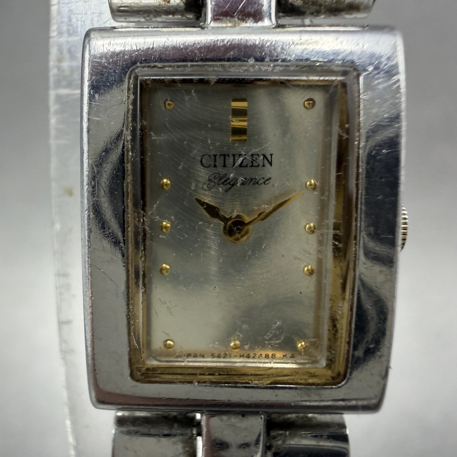 Citizen Elegance Tank Watch Women 14mm Champagne Dial TwoTone 5421H24156 NewBat1