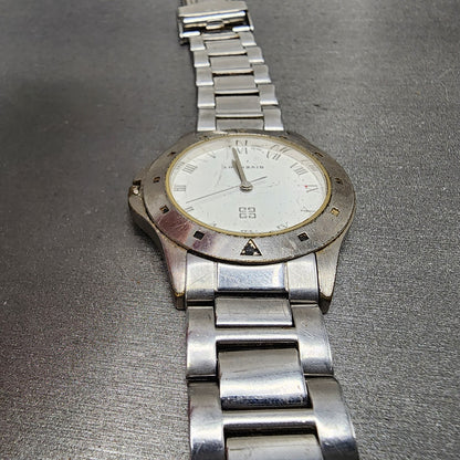 Givenchy Watch Men 35mm White Dial Silver Tone Round  Broken Bracelet PARTS5