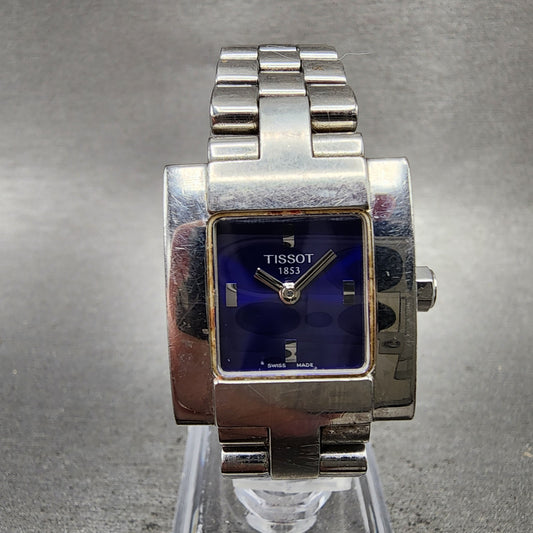 Tissot Tank Watch Women 22mm Blue Dial Steel Rectangle L370K New Battery0
