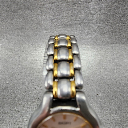 Seiko SQ 50 Watch Women 25mm White Dial Two Tone Date 7n820301 New Battery4