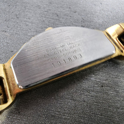 Seiko Halfmoon Watch Women 14mm Gold Dial Gold Tone Asymmetrical New Battery9
