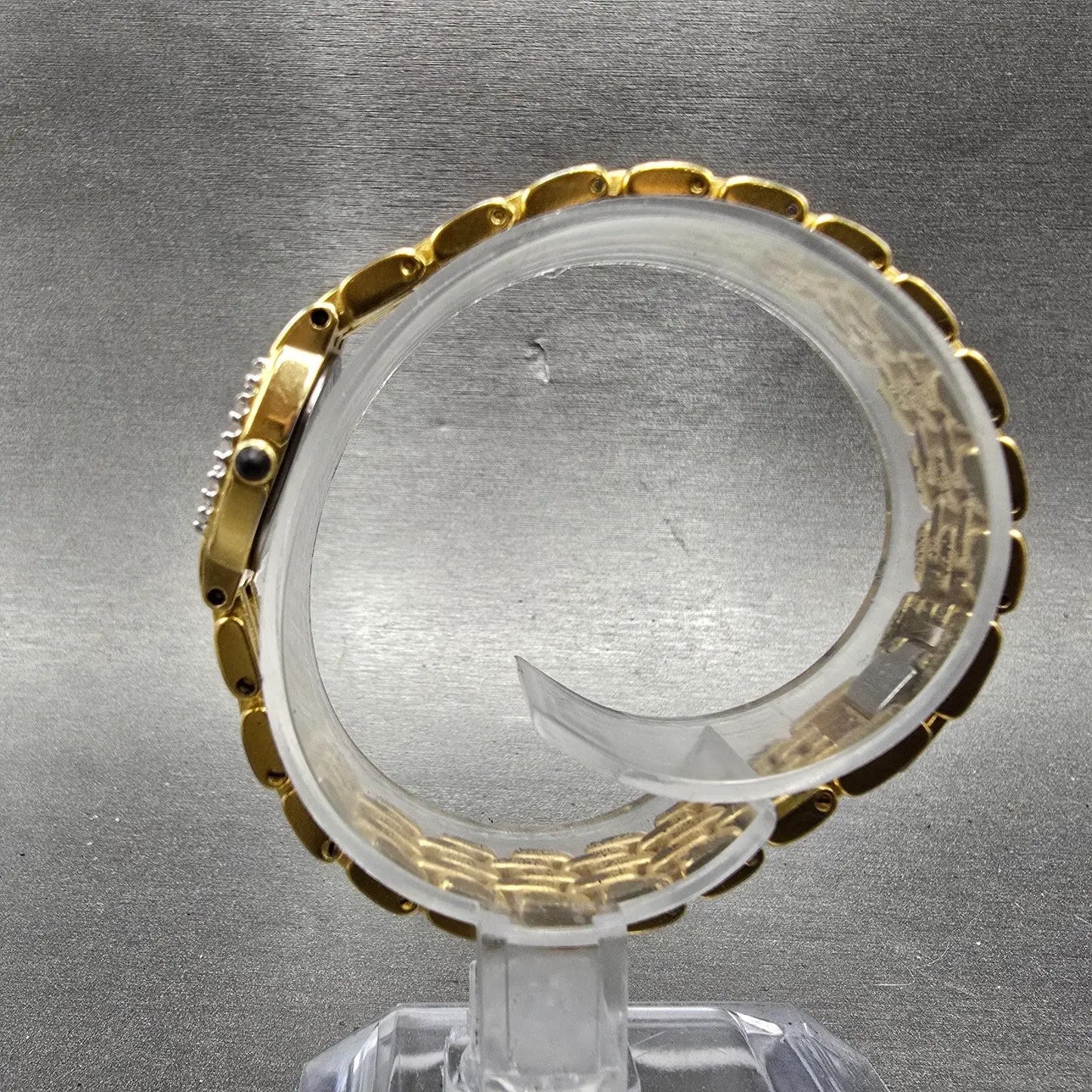 Seiko Watch Women 16mm Black Dial Gold Tone Gemmed Oval 1F20-5G19 New Battery6