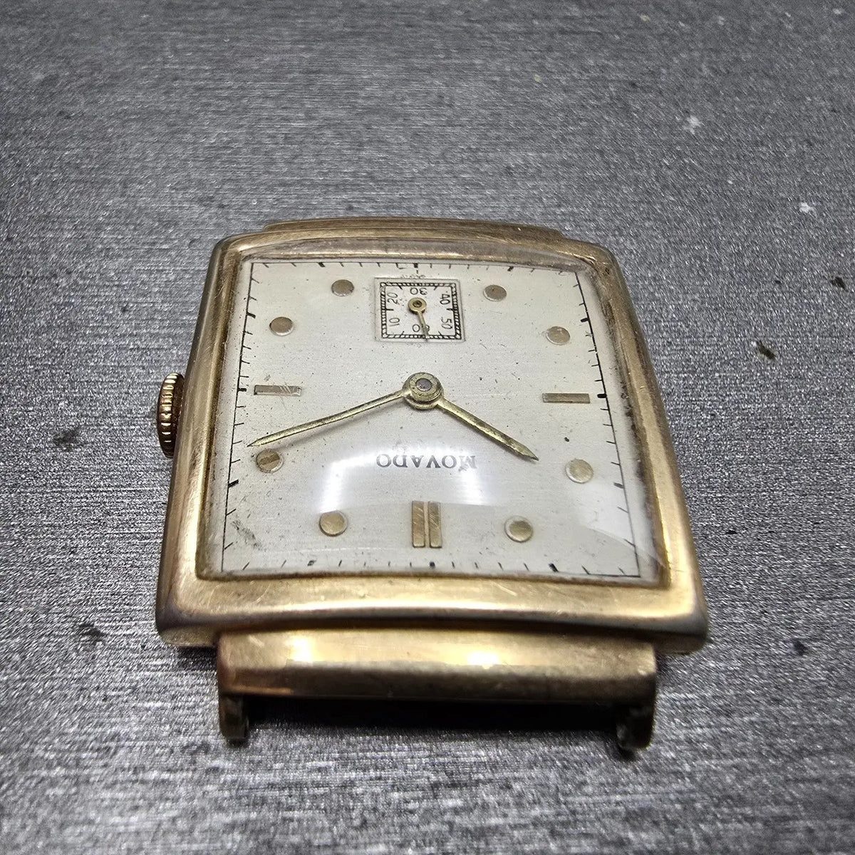Movado Tank Watch Men 25mm White Dial 14K Gold Filled Manual Wind Cal 470 Runs4