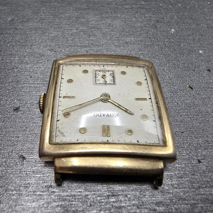 Movado Tank Watch Men 25mm White Dial 14K Gold Filled Manual Wind Cal 470 Runs4