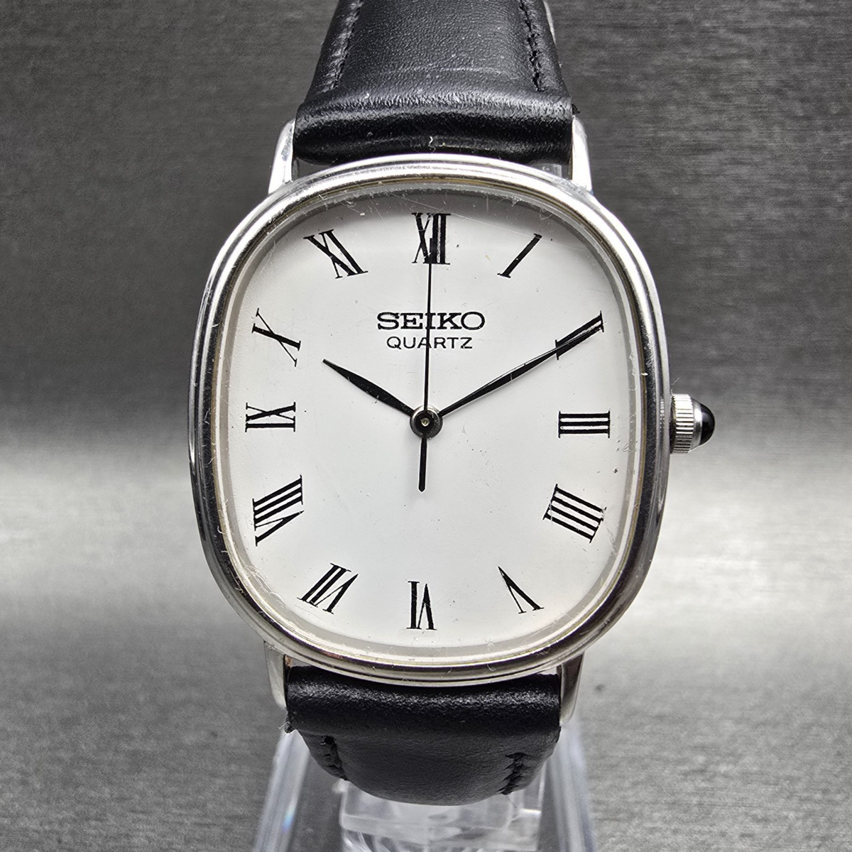 Seiko Dress Watch Men 27mm White Dial Silver Oval 3421-5110 New Battery VTG0
