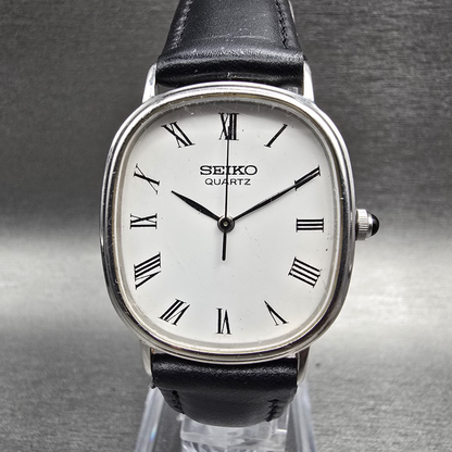 Seiko Dress Watch Men 27mm White Dial Silver Oval 3421-5110 New Battery VTG0