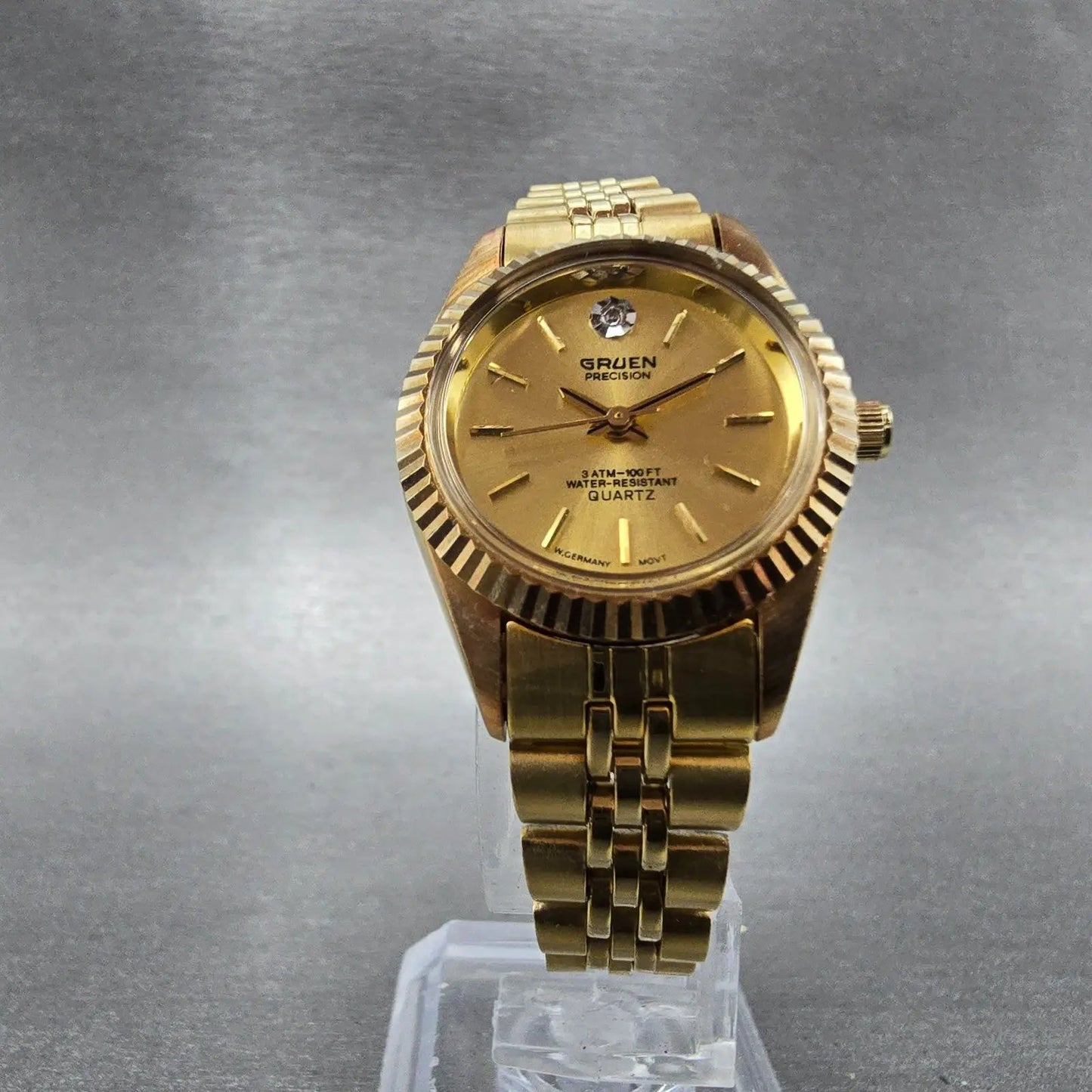 Gruen Precision Watch Women 26mm Gold Dial  Gold Tone Round New Battery6