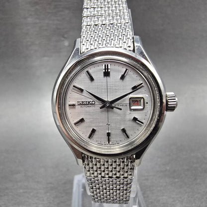 Seiko Automatic Watch Women 27mm Silver dial Silver Tone Date 2517-0460 Runs0