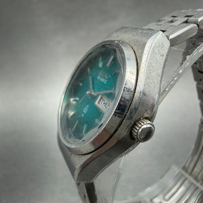 Seiko Watch Women 24mm Green Dial Silver Tone Daydate 7903-0100 New Battery2
