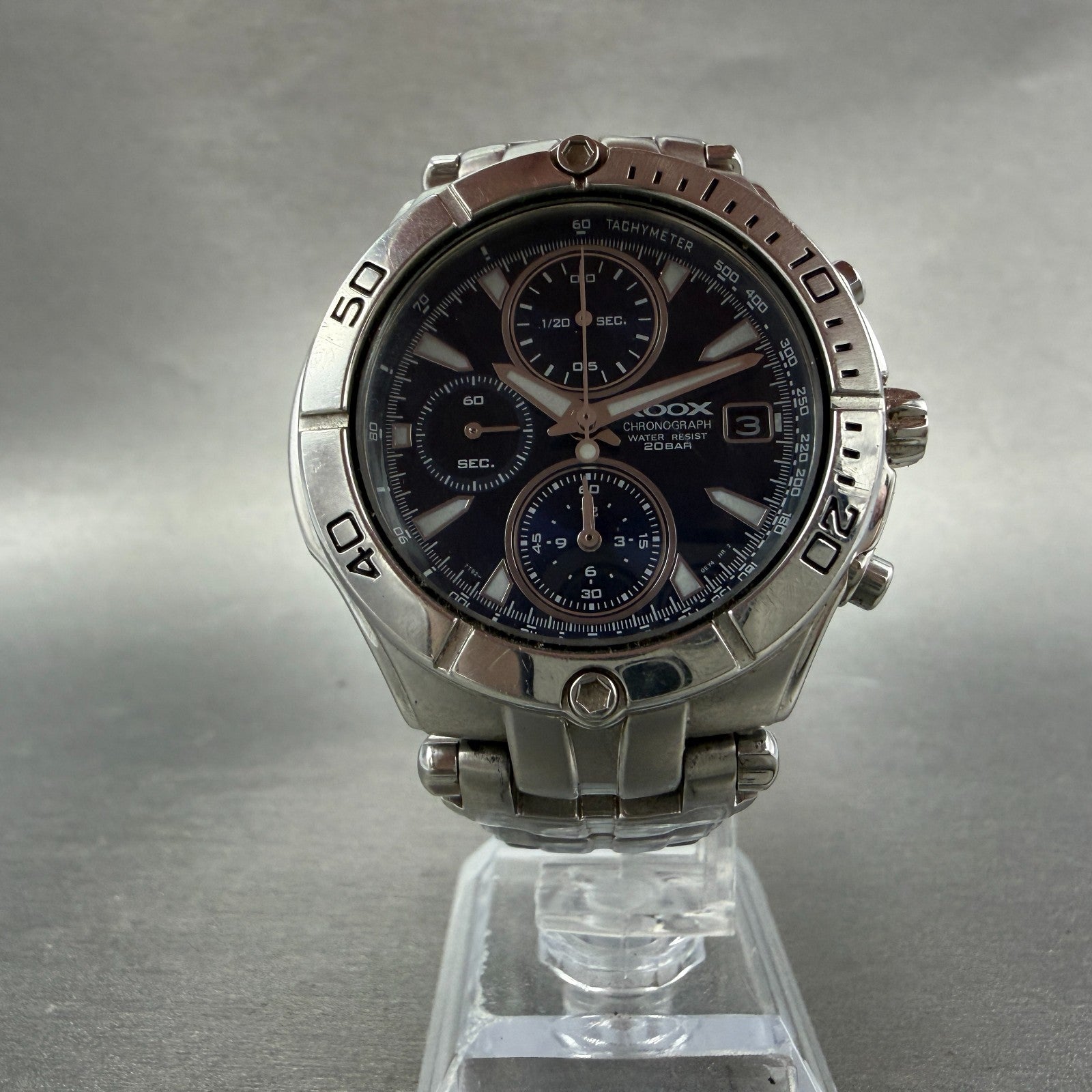 Seiko Alba Roox Chronograph Watch Men 40mm Blue Dial Silver Tone Date NewBattery5