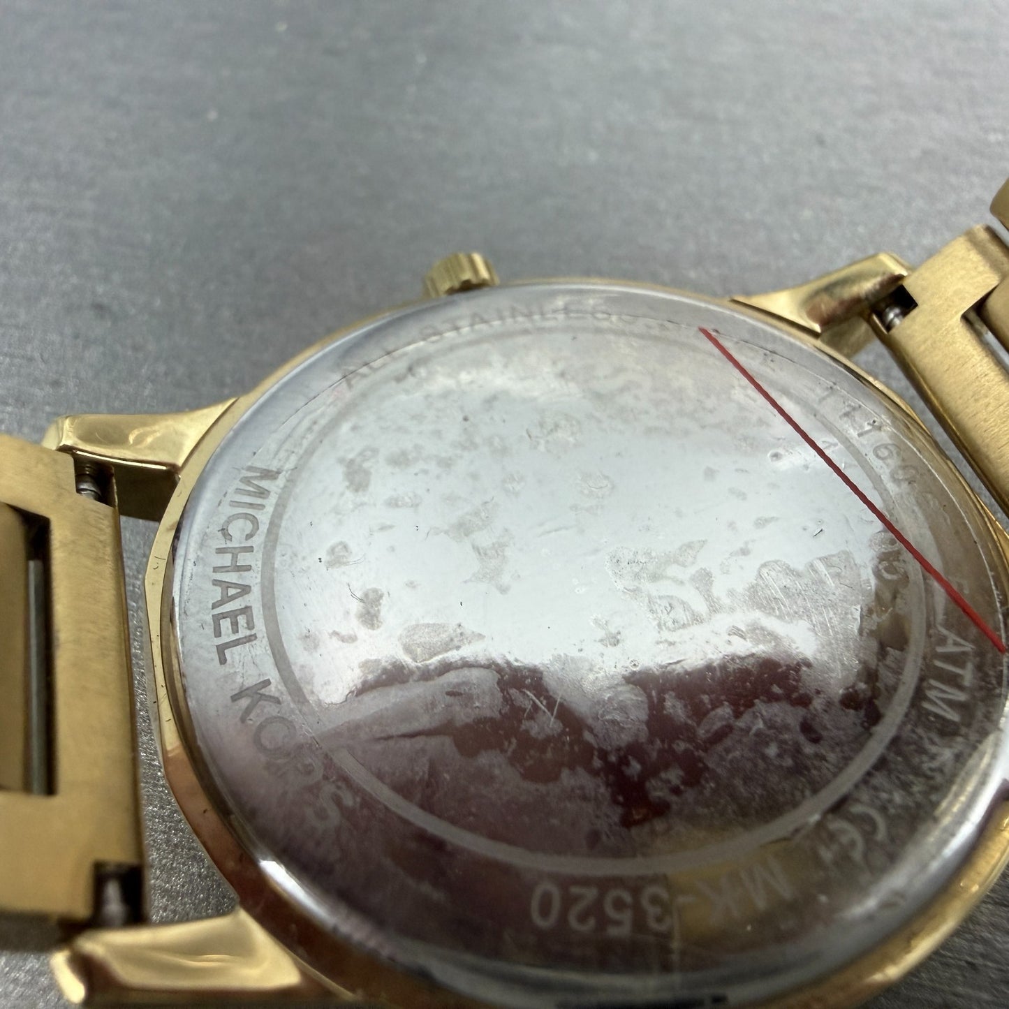 Michael Kors Hartman Watch Women 38mm Pink Dial Gold Tone Round MK-3520 New Batt9
