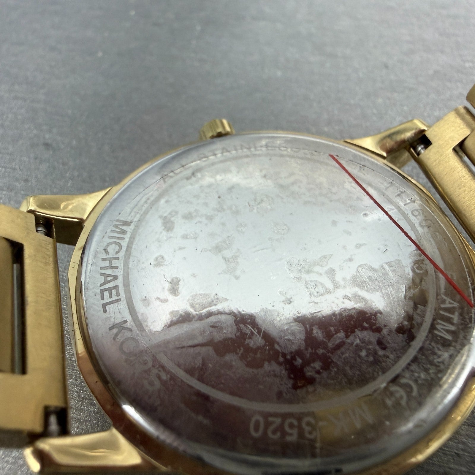Michael Kors Hartman Watch Women 38mm Pink Dial Gold Tone Round MK-3520 New Batt9