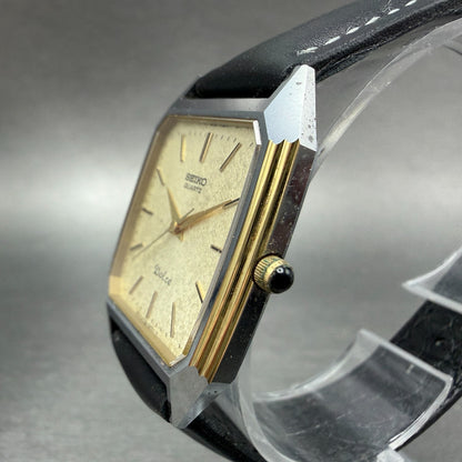 Seiko Dolce Tank Watch Men 28mm Champagne Dial Two Tone 6030-5390 New Battery2