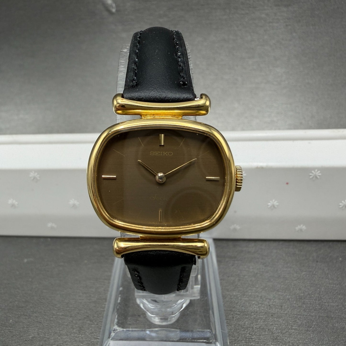 Seiko Watch Women 25mm Brown Dial Gold Tone Oval Manual Winds Runs 11-5020 VTG0