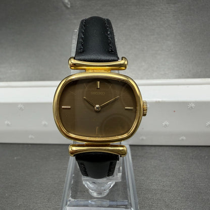 Seiko Watch Women 25mm Brown Dial Gold Tone Oval Manual Winds Runs 11-5020 VTG0