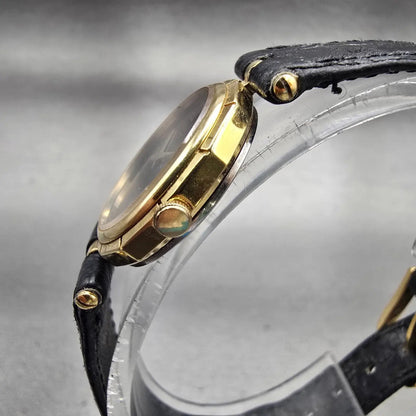 Seiko Watch Women 22mm Black Dial Gold Tone Round 2C20-0050 New Battery Vintage2