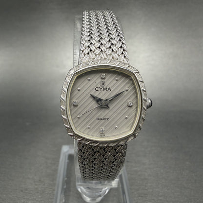 Cyma Watch Women 22mm Silver Dial Silver Tone Rectangle 616 Mesh New Battery0