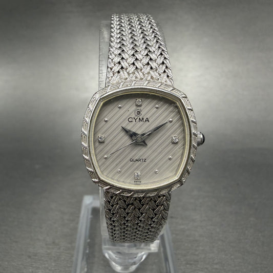 Cyma Watch Women 22mm Silver Dial Silver Tone Rectangle 616 Mesh New Battery0