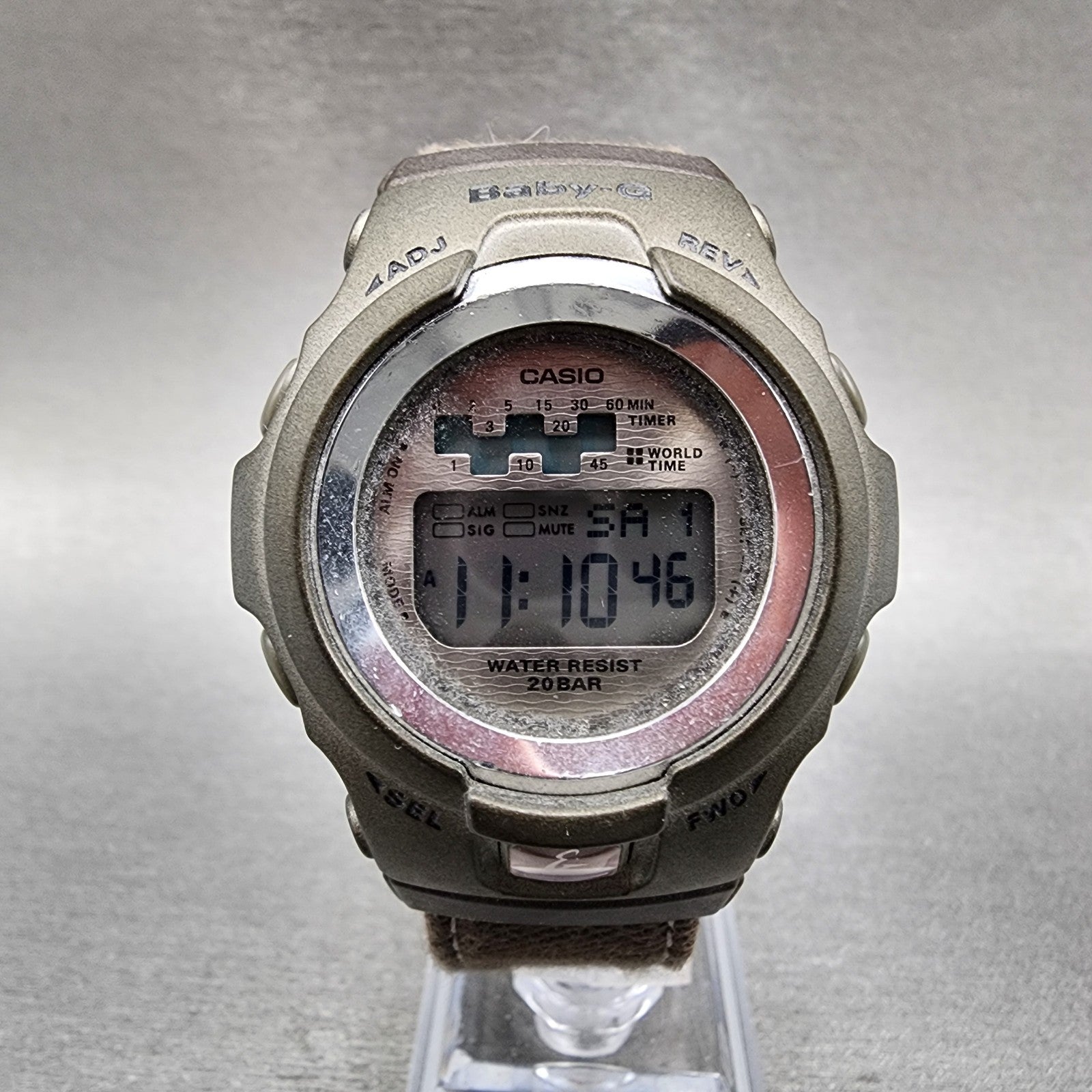 Casio BabyG BG1002DM Watch Women 40mm Digital Alarm Chrono Brown Tone New Batt0