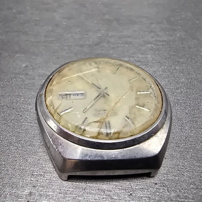 Seiko Automatic Watch Men 37mm Silver Dial Silver Tone Daydate 7009-8229 PARTS10
