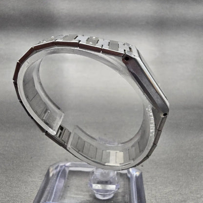 Seiko Tank Watch Women 19mm Gray Dial Silver Tone Rectangle 1221-5050 New Batt8
