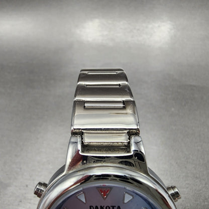 Dakota Analog Digital Watch Women 32mm Blue Dial Silver Tone Alarm Chrono NewBat