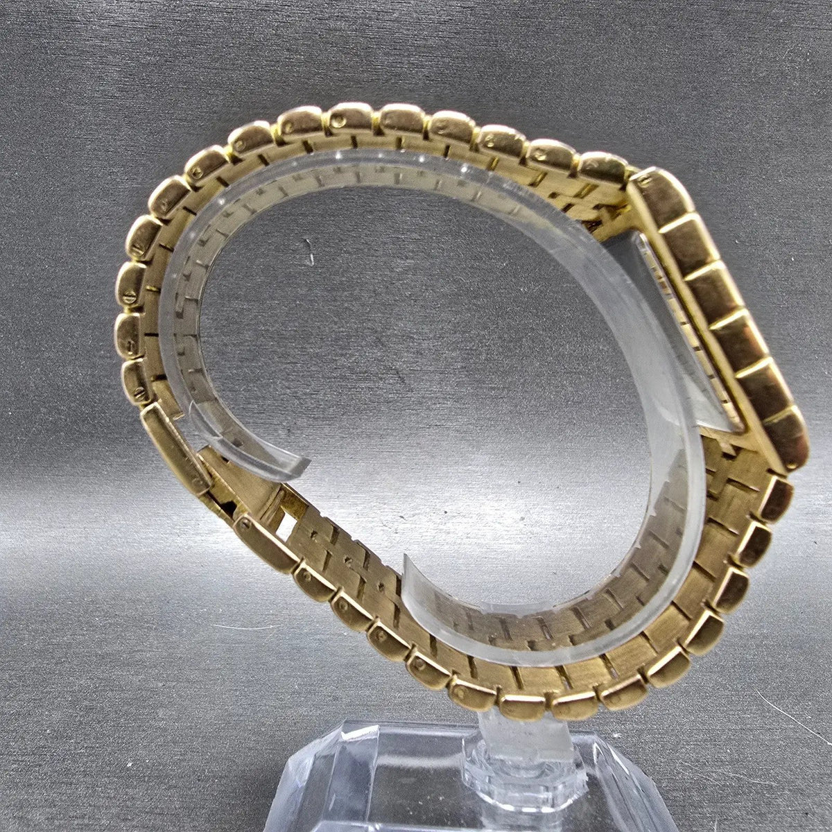 Elgin Tank Watch Men 23mm Champagne Dial Gold Rectangle Diamond Quartz New batt8