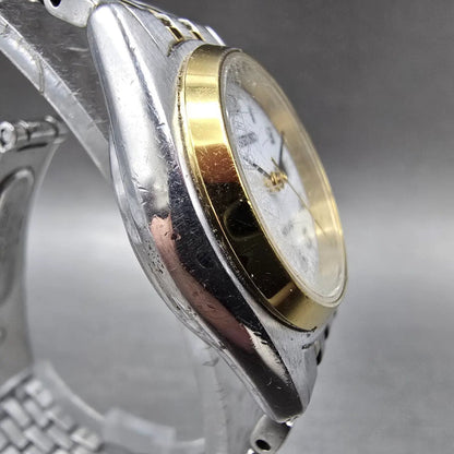 Seiko Solar Watch Women 26mm White Dial Two Tone Daydate Round V138-0AA0 Runs JP3