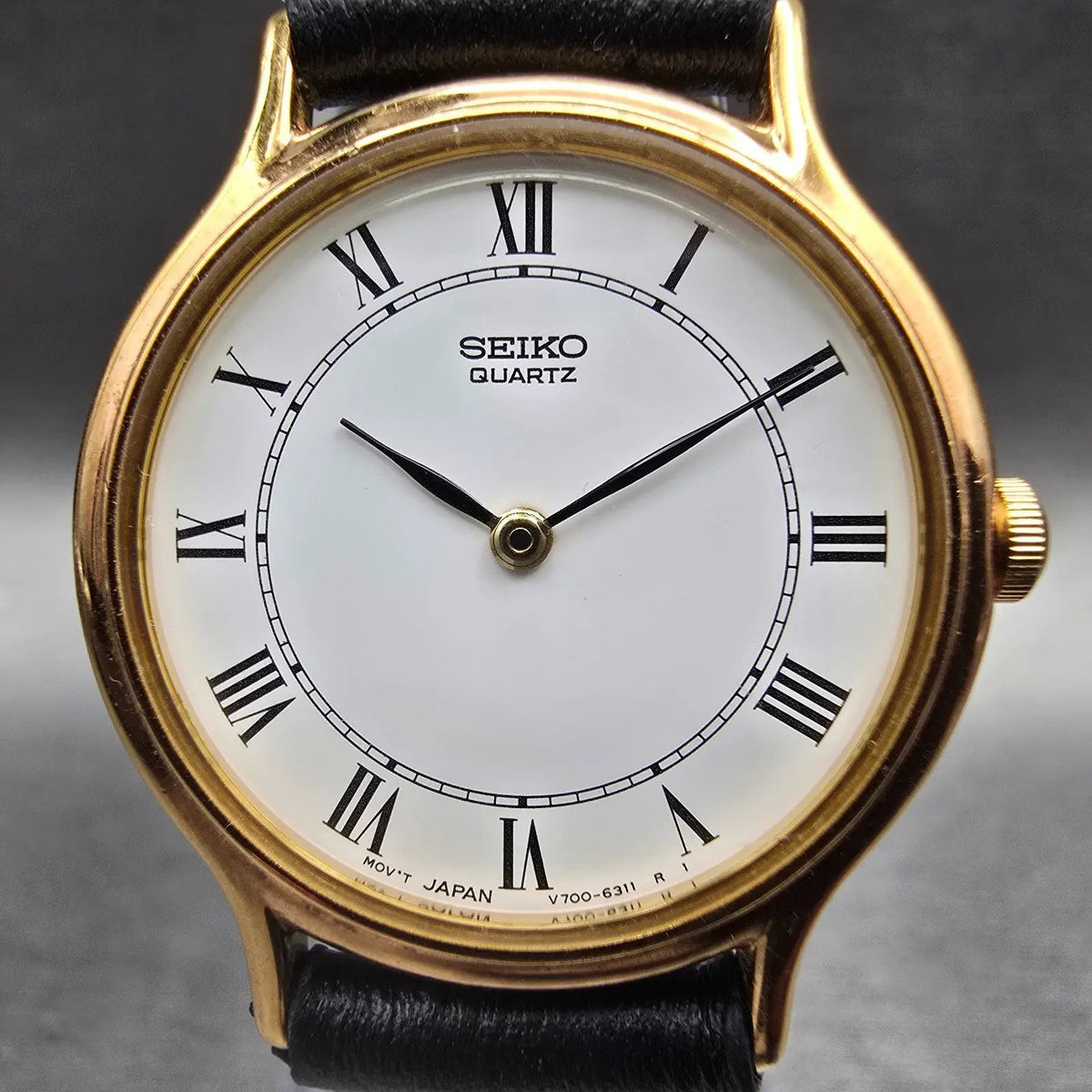 Seiko Watch Women 26mm White Dial Gold Tone Round V700-6091 New Battery1