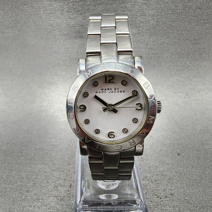 Marc Jacobs Watch Women 25mm White Dial Silver Tone Round MBM3055 New Battery0