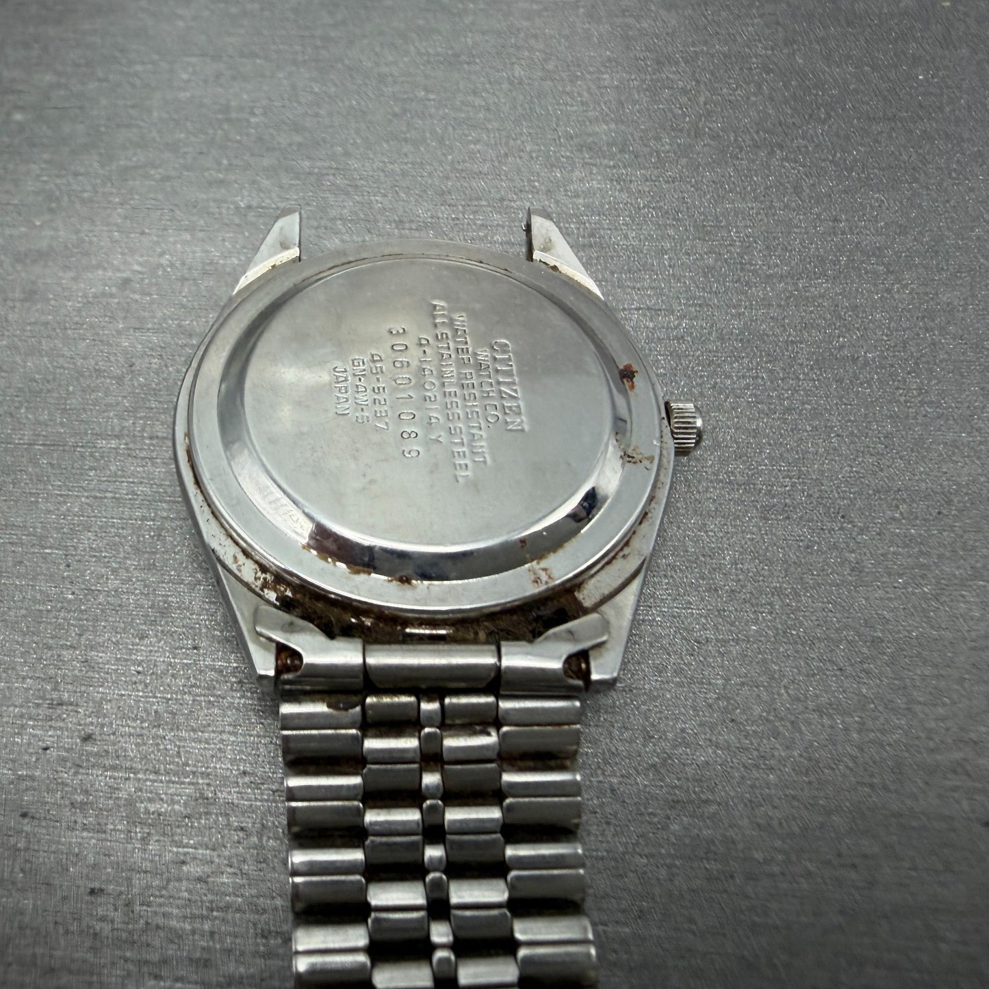 Citizen Seven Star Watch Men 35mm Silver Dial Silver Tone Daydate 4-140214 PARTS13
