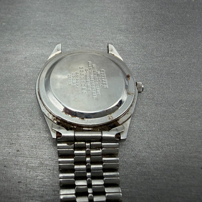 Citizen Seven Star Watch Men 35mm Silver Dial Silver Tone Daydate 4-140214 PARTS13