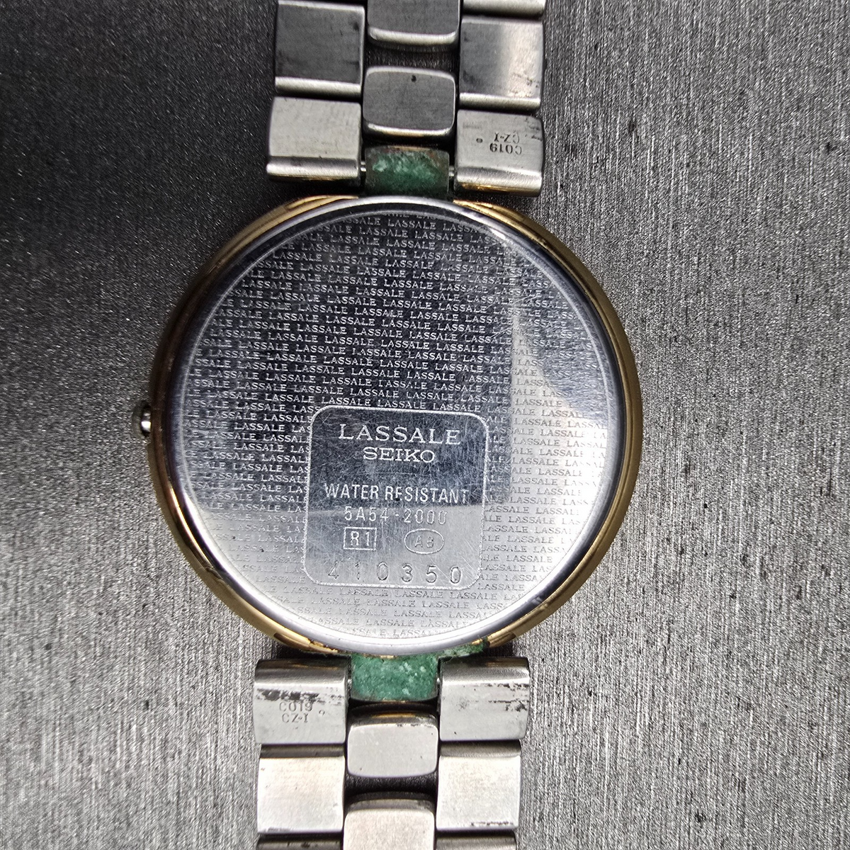 Seiko Lassale Watch Men 33mm White Dial Gold Tone Round 5A54-2000 New Battery10