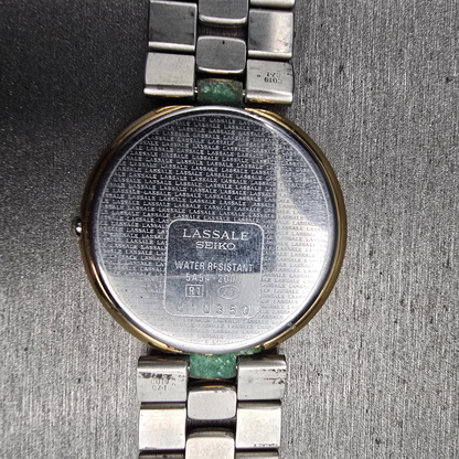 Seiko Lassale Watch Men 33mm White Dial Gold Tone Round 5A54-2000 New Battery10