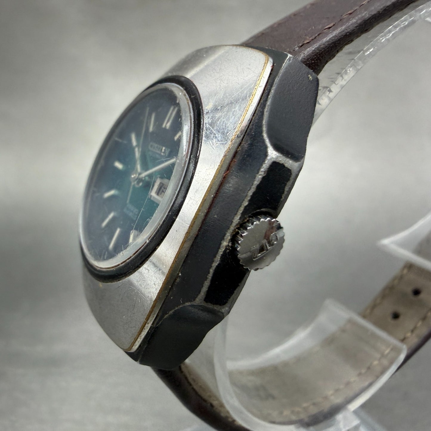 Citizen Automatic Watch Women 29mm Blue Green Dial Silver Daydate 4-661052 Runs2