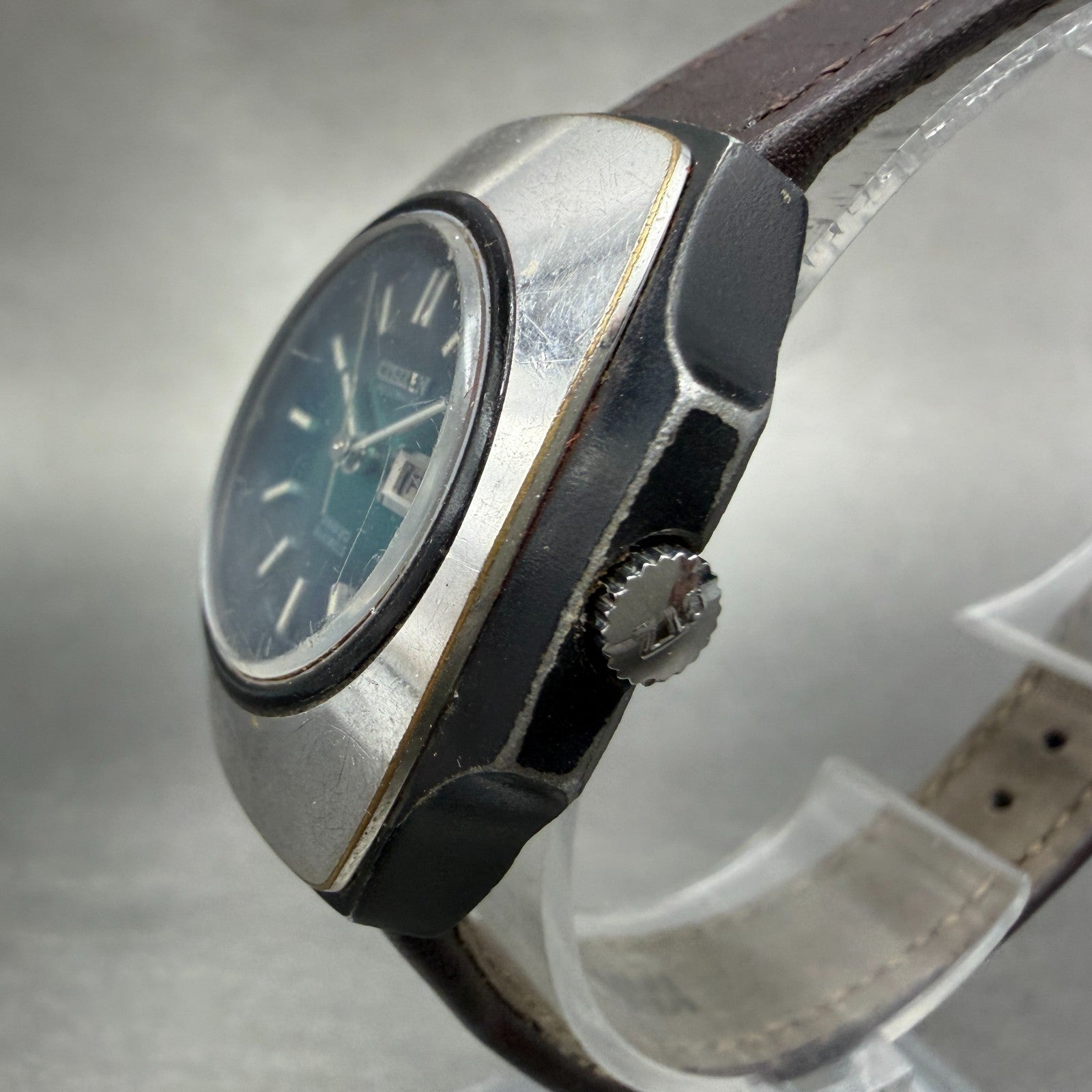 Citizen Automatic Watch Women 29mm Blue Green Dial Silver Daydate 4-661052 Runs2