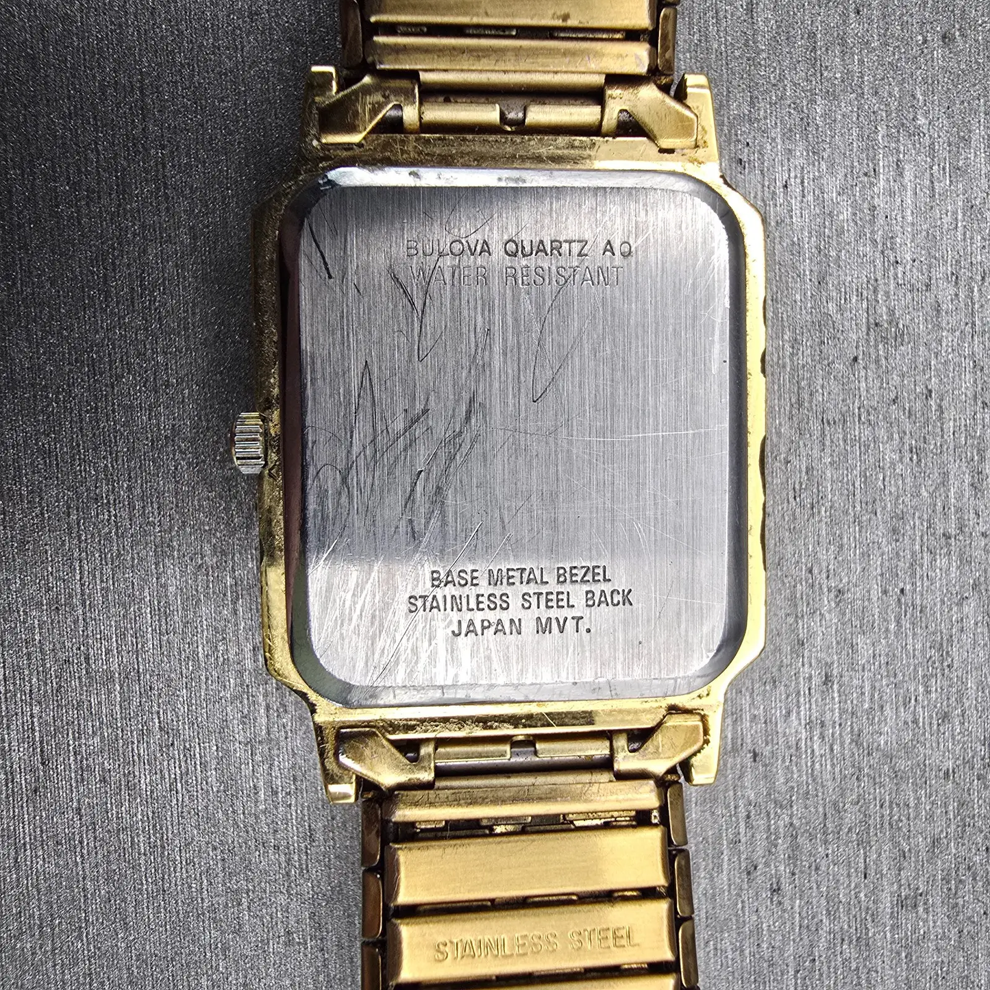 Bulova Watch Men 29mm Champagne Dial Gold Tone Daydate Rectangle 97C28 New Batt10