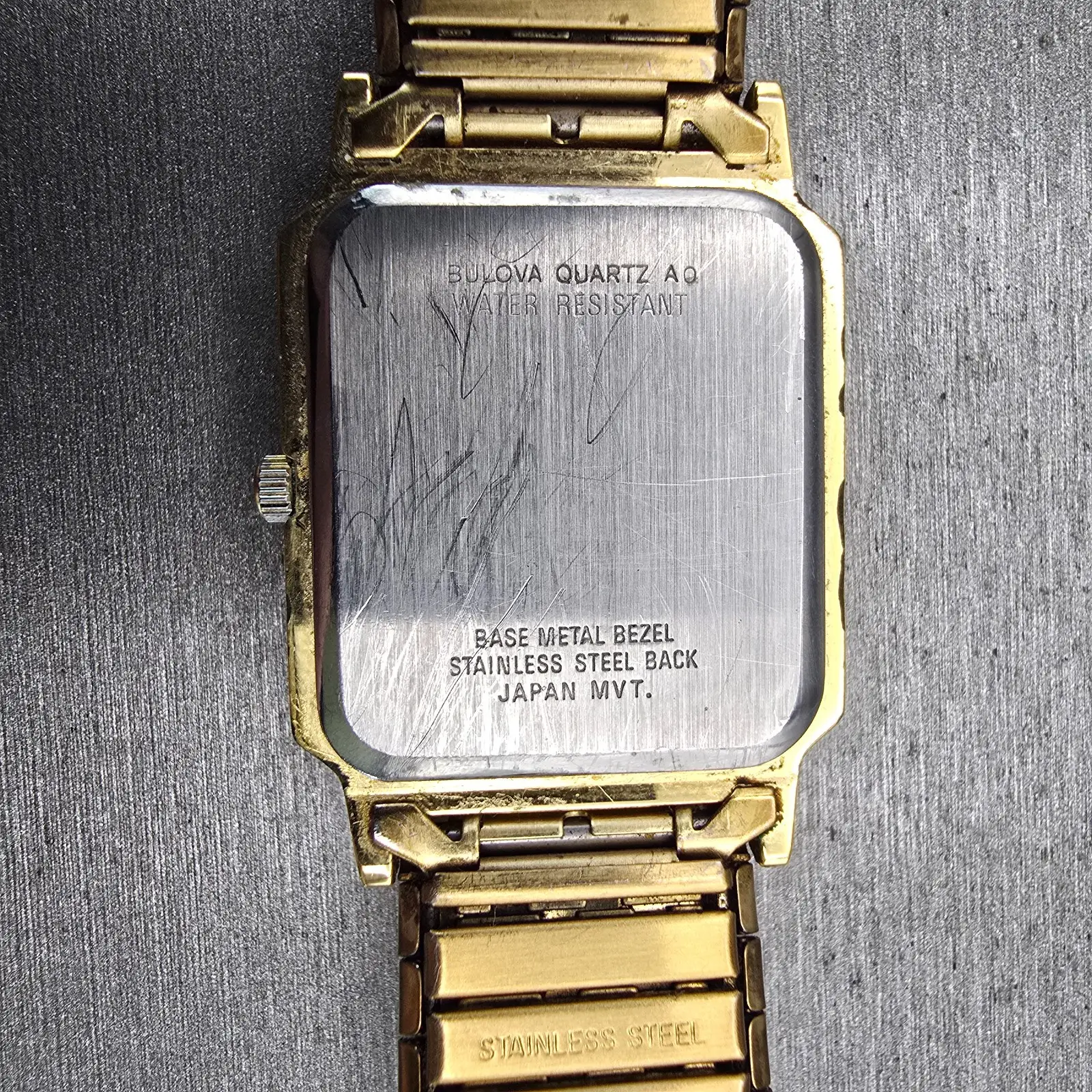 Bulova Watch Men 29mm Champagne Dial Gold Tone Daydate Rectangle 97C28 New Batt10