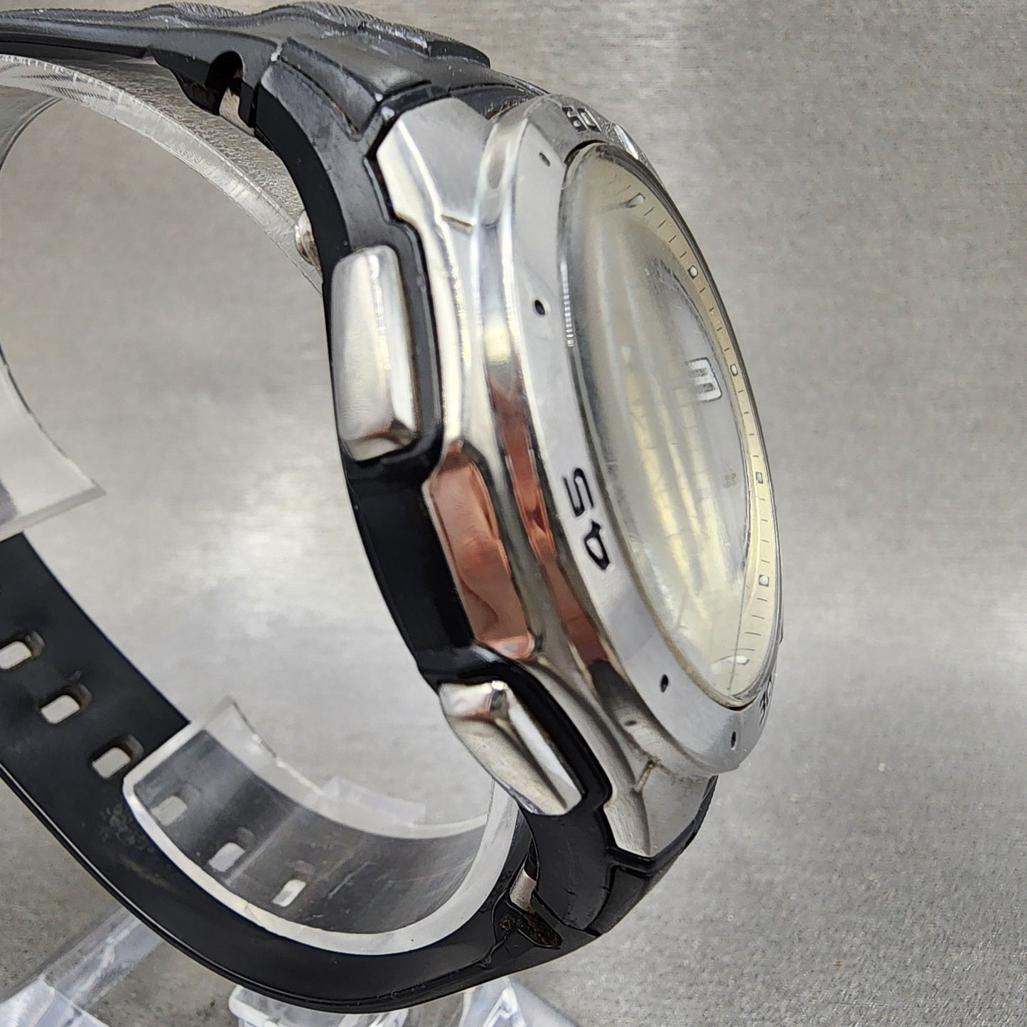 Casio Wave Ceptor Watch Men 42mm Silver Dial Silver Tone Analog Digital Solar B13